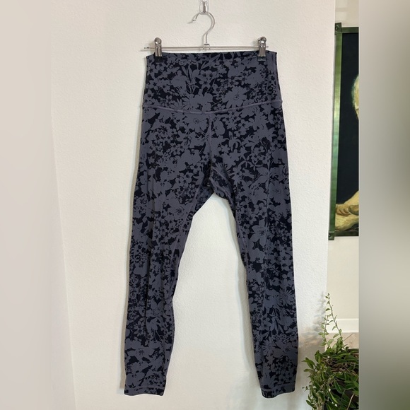 Black and Gray Floral Print Cropped Lululemon Leggings - Picture 2 of 4